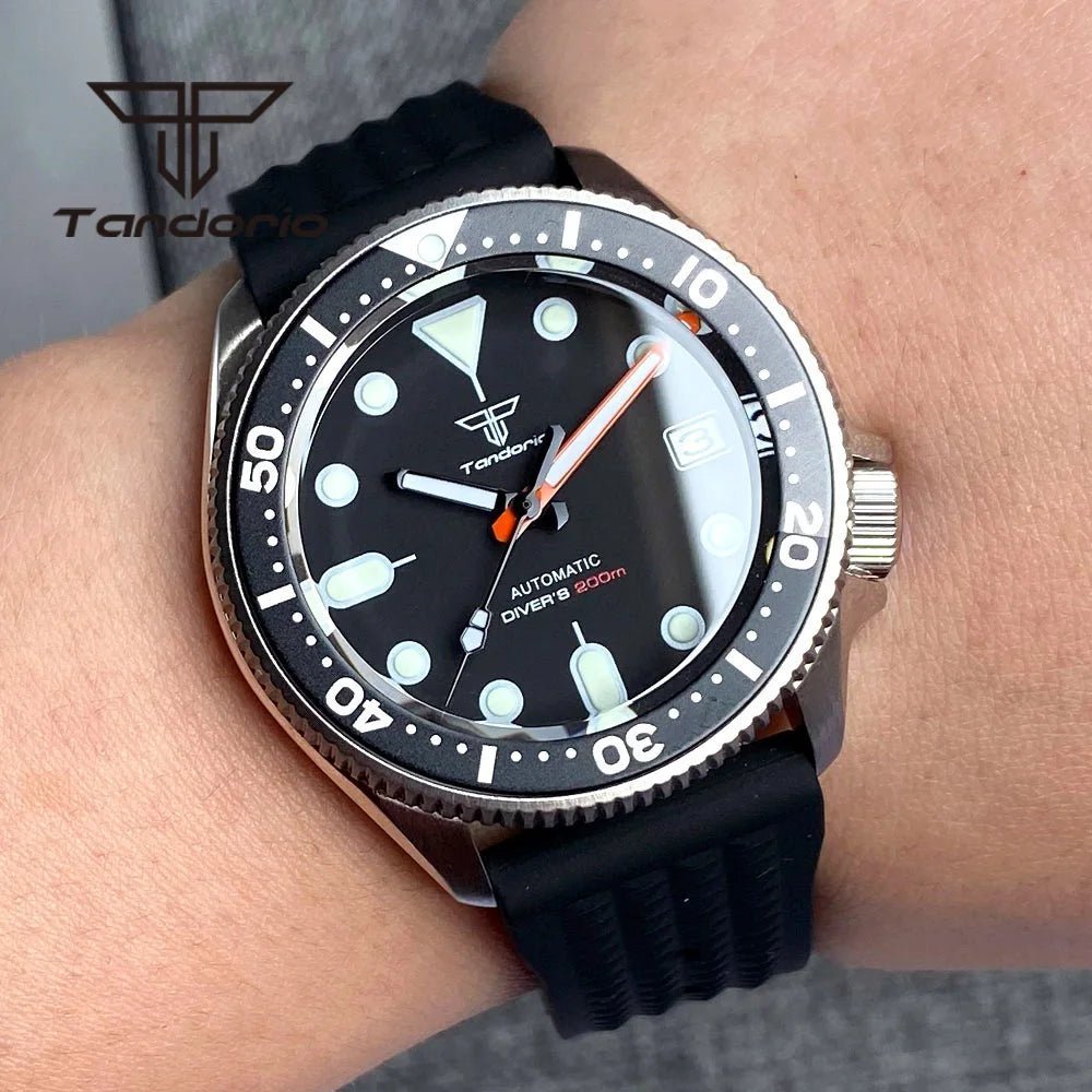 Tandorio 37mm NH35A 20bar Dive Automatic Watch Sapphire Glass Rotating Bezel Date Luminous TD035 - Tandorio Watches