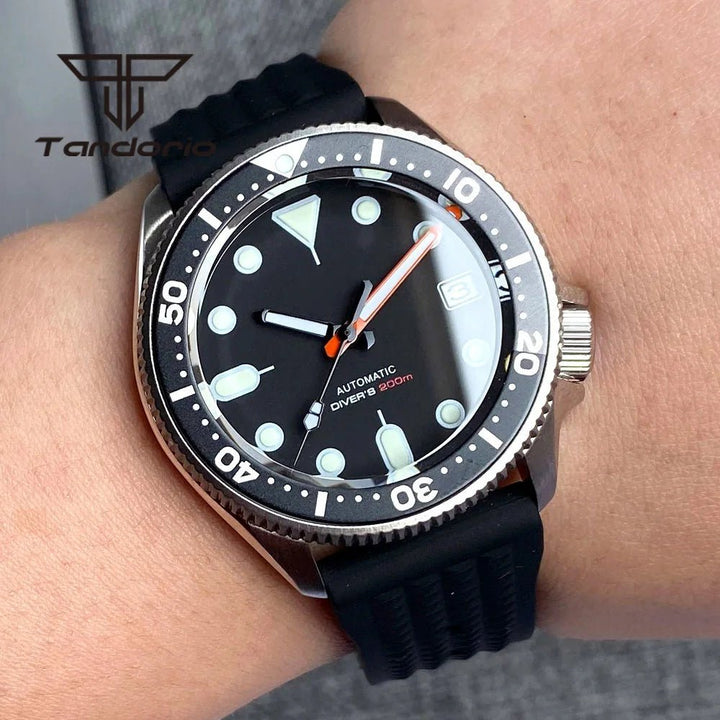 Tandorio 37mm NH35A 20bar Dive Automatic Watch Sapphire Glass Rotating Bezel Date Luminous TD035 - Tandorio Watches