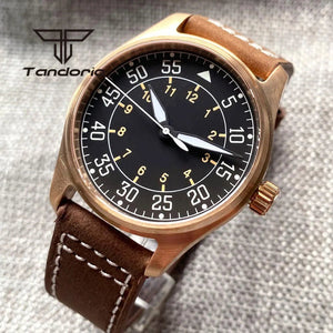 Tandorio 39mm CUSN8 Bronze 200m Pilot PT5000 NH35A Automatic Sapphire Glass TD031 - Tandorio Watches