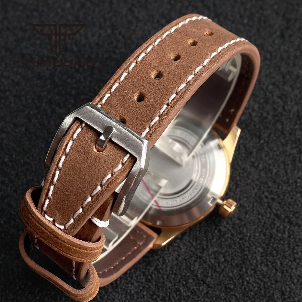 Tandorio 39mm CUSN8 Bronze 200m Pilot PT5000 NH35A Automatic Sapphire Glass TD031 - Tandorio Watches
