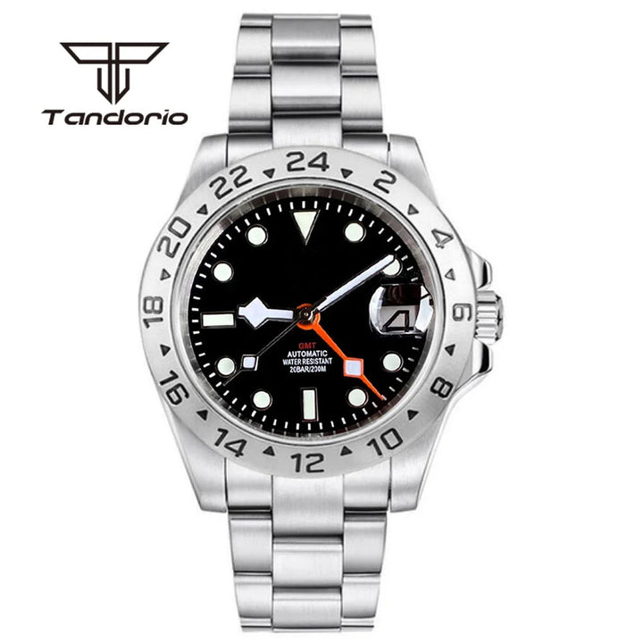 Tandorio 39mm NH34A GMT Automatic Wristwatch 10bar Diver Sapphire Crystal Glass Back TD051 - Tandorio Watches