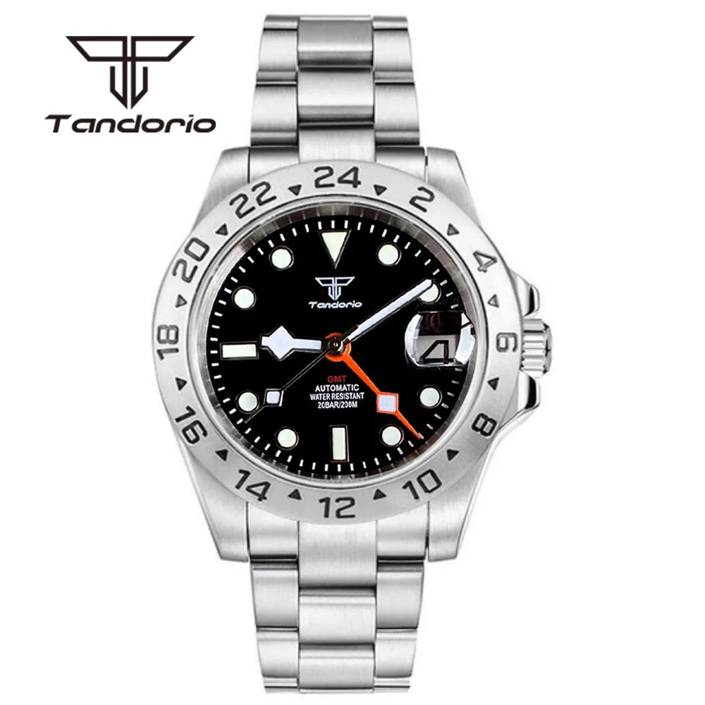 Tandorio 39mm NH34A GMT Automatic Wristwatch 10bar Diver Sapphire Crystal Glass Back TD051 - Tandorio Watches