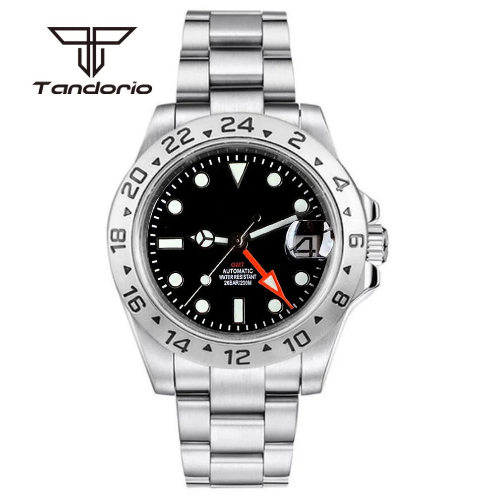 Tandorio 39mm NH34A GMT Automatic Wristwatch 10bar Diver Sapphire Crystal Glass Back TD051 - Tandorio Watches