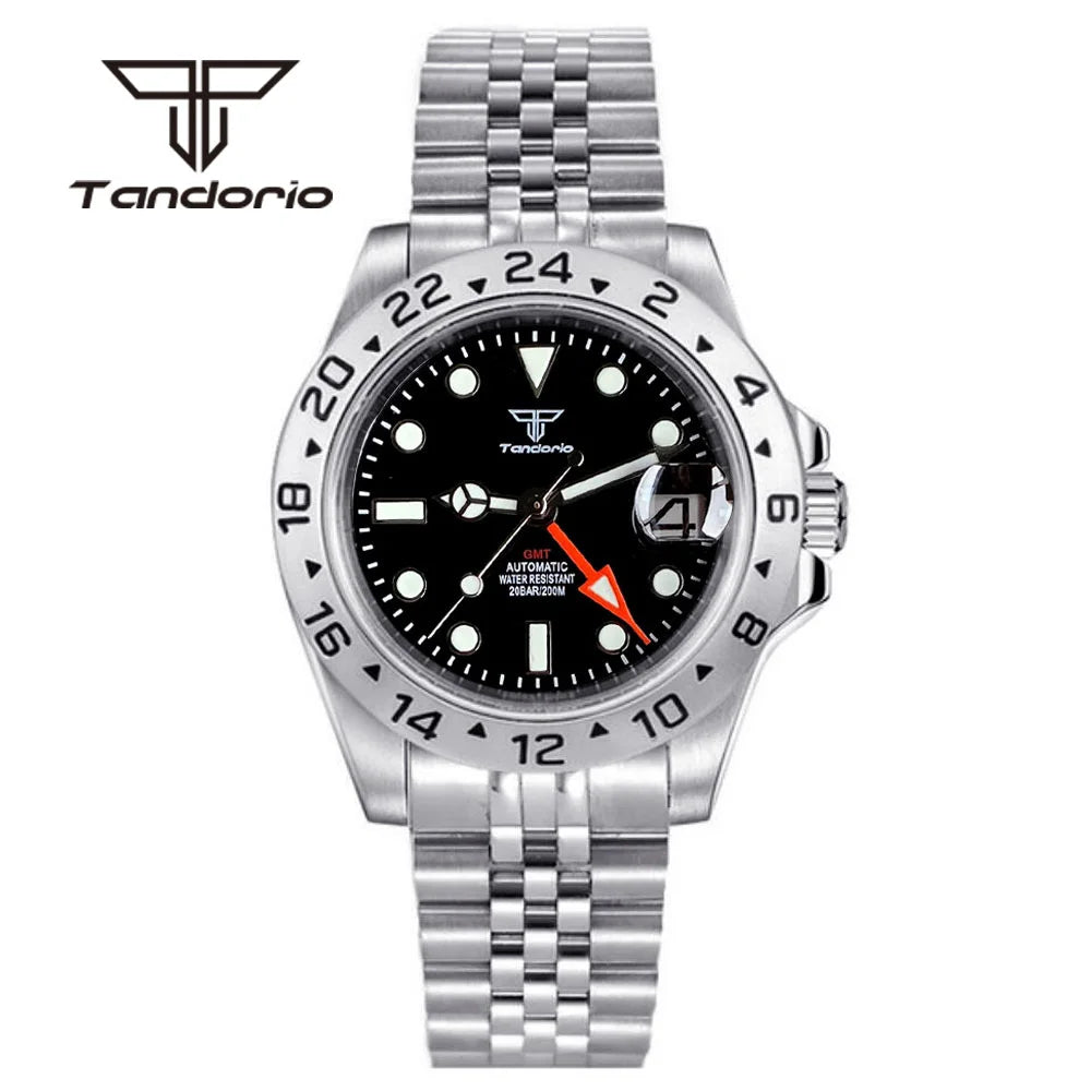 Tandorio 39mm NH34A GMT Automatic Wristwatch 10bar Diver Sapphire Crystal Glass Back TD051 - Tandorio Watches