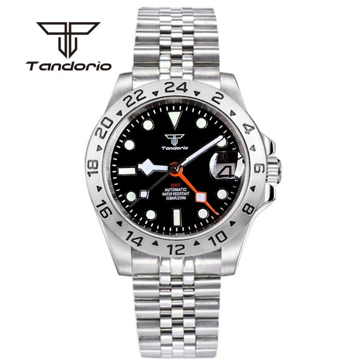 Tandorio 39mm NH34A GMT Automatic Wristwatch 10bar Diver Sapphire Crystal Glass Back TD051 - Tandorio Watches
