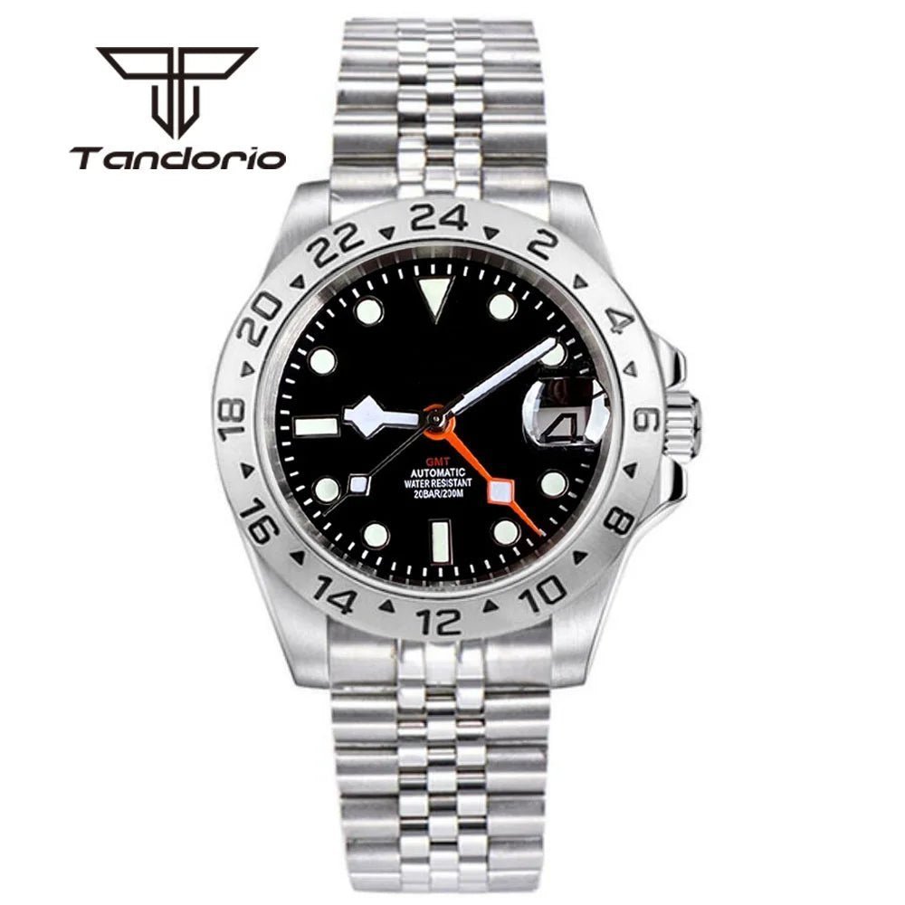 Tandorio 39mm NH34A GMT Automatic Wristwatch 10bar Diver Sapphire Crystal Glass Back TD051 - Tandorio Watches