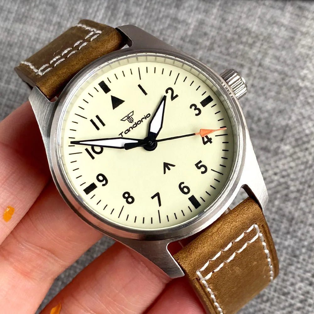 Tandorio 39mm Pilot 200M Automatic NH35A PT5000 Sapphire Crystal Vintage TD050 - Tandorio Watches