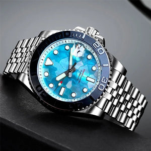 Tandorio 40mm Diver MOP Ice Blue Dial NH35 Automtic Sapphire 20bar TD003 - Tandorio Watches