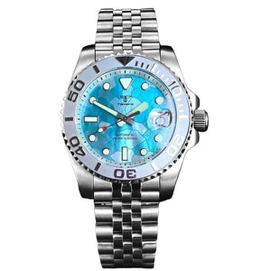 Tandorio 40mm Diver MOP Ice Blue Dial NH35 Automtic Sapphire 20bar TD003 - Tandorio Watches