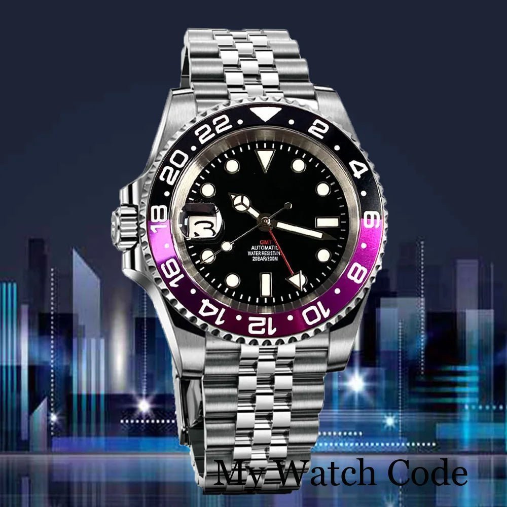 Tandorio 40mm NH34 GMT Dive Mechanical Men Watch 904L Bracelet 20bar saphire glass back - Tandorio Watches