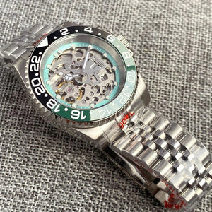 Tandorio 40mm NH70A Automatic Dive Watch 200M Waterproof Skeleton Dial Steel Glass Back - Tandorio Watches