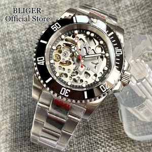 Tandorio 40mm NH70A Automatic Dive Watch 200M Waterproof Skeleton Dial Steel Glass Back - Tandorio Watches