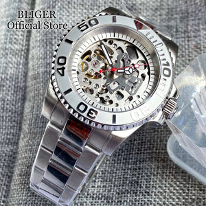 Tandorio 40mm NH70A Automatic Dive Watch 200M Waterproof Skeleton Dial Steel Glass Back - Tandorio Watches