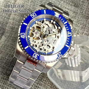 Tandorio 40mm NH70A Automatic Dive Watch 200M Waterproof Skeleton Dial Steel Glass Back - Tandorio Watches