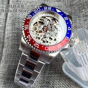 Tandorio 40mm NH70A Automatic Dive Watch 200M Waterproof Skeleton Dial Steel Glass Back - Tandorio Watches