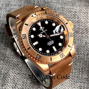 Tandorio 40mm Real Bronze Diver Sunburst Green NH35 Movt 20bar Sapphire - Tandorio Watches