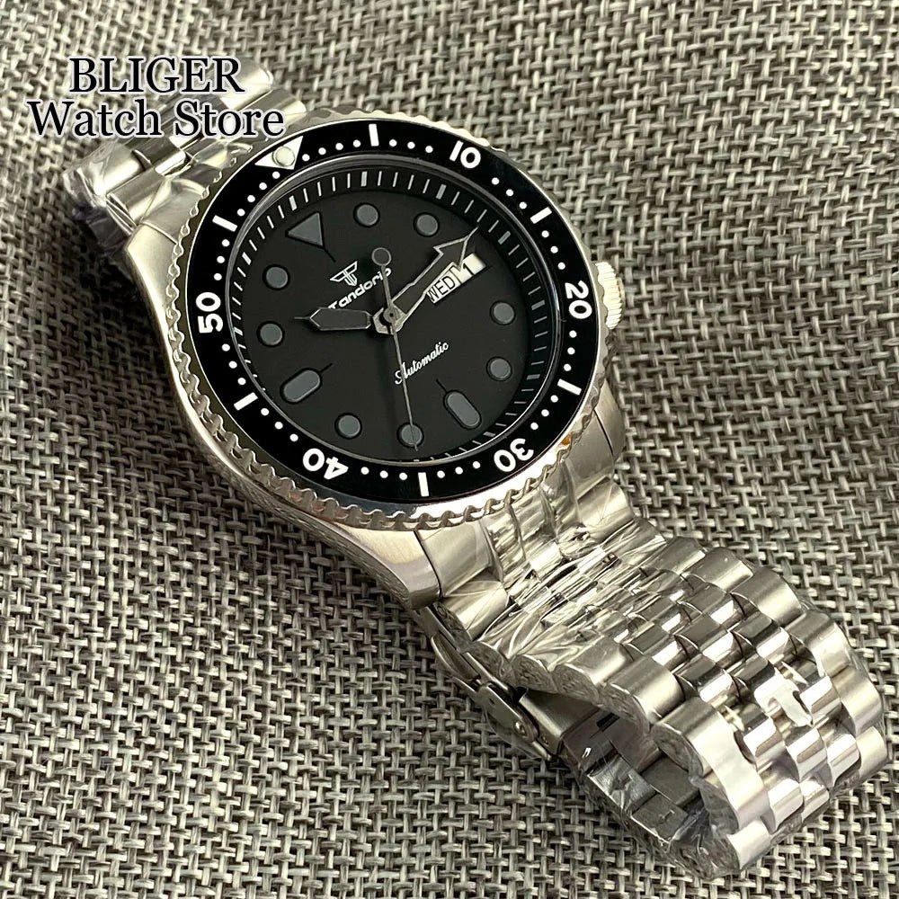 Tandorio 41mm NH36A Black Dial 200M dive watch 120 Click Bezel Sapphire Glass - Tandorio Watches