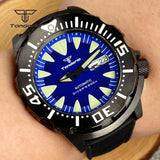 Tandorio 42mm NH36 Monster 20Bar Diver Black PVD Automatic Sapphire TD045 - Tandorio Watches