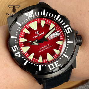 Tandorio 42mm NH36 Monster 20Bar Diver Black PVD Automatic Sapphire TD045 - Tandorio Watches