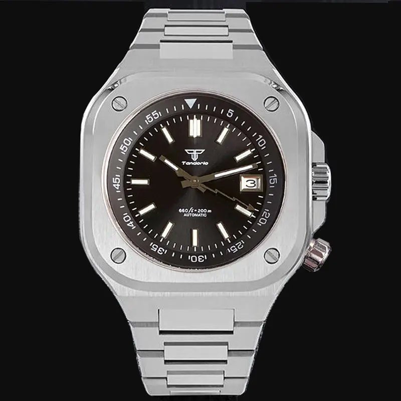 Tandorio 42mm Square Case 10ATM NH35A Automatic Chapter Ring Glass Back Fashion - Tandorio Watches