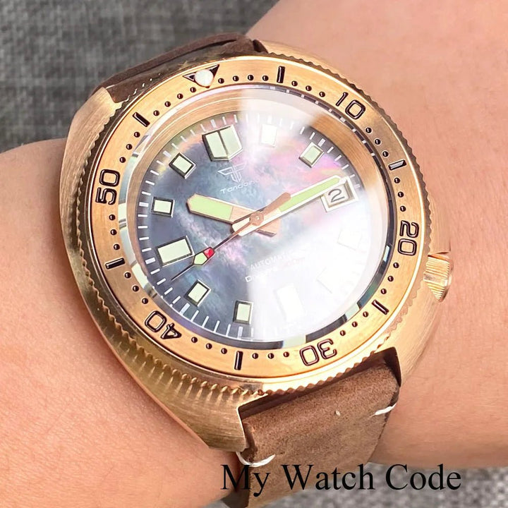 Tandorio 44mm Real Bronze Turtle Dive NH35 pt5000 Movement Sunburst 20bar Sapphire - Tandorio Watches