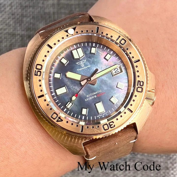 Tandorio 44mm Real Bronze Turtle Dive NH35 pt5000 Movement Sunburst 20bar Sapphire - Tandorio Watches