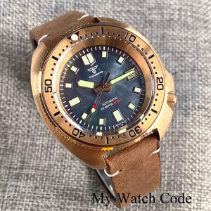 Tandorio 44mm Real Bronze Turtle Dive NH35 pt5000 Movement Sunburst 20bar Sapphire - Tandorio Watches