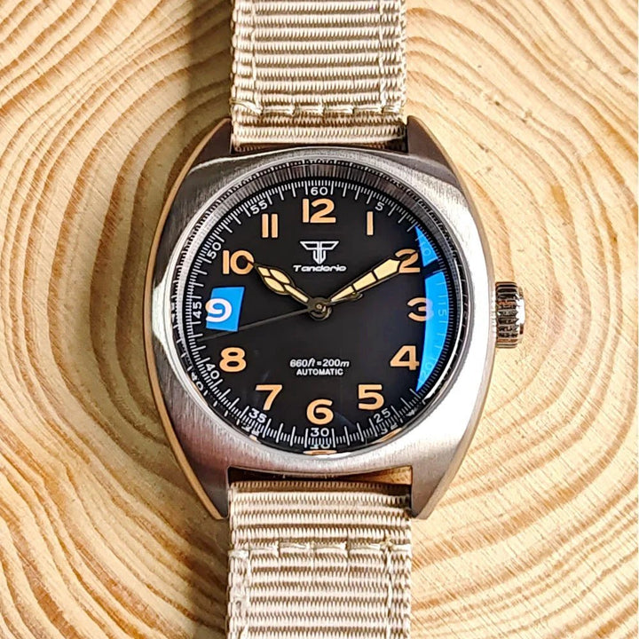 Tandorio AR Double Domed Sapphire 36mm Military Pilot Japan NH35A automatic TD009 - Tandorio Watches
