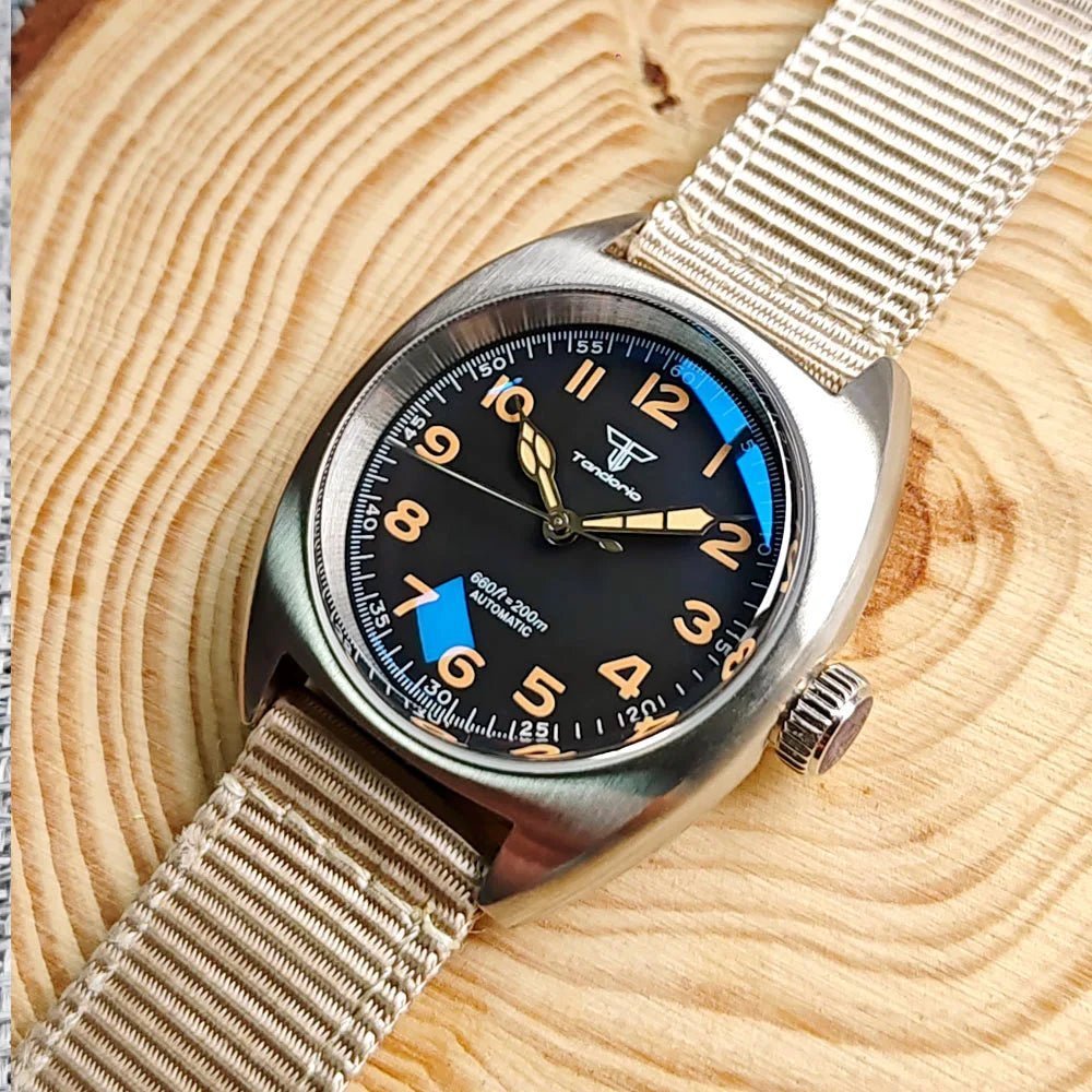 Tandorio AR Double Domed Sapphire 36mm Military Pilot Japan NH35A automatic TD009 - Tandorio Watches