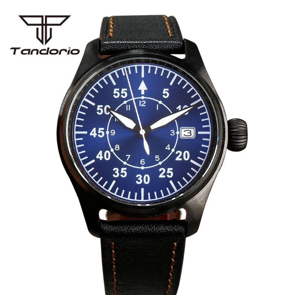 Tandorio Black PVD coating Aviator 39mm 20Bar NH35A automatic watch - Tandorio Watches