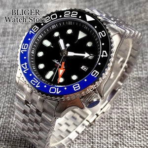 Tandorio Dive 41mm Black NH34 GMT Steel Mechanical Watch Men NH34A 24 Hours Chapter Ring 120click Bezel Sapphire Glass 3.8 Crown - Tandorio Watches