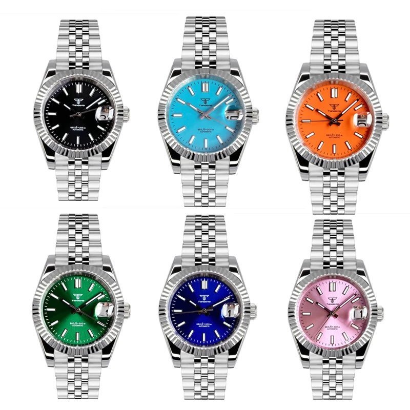 Tandorio dress NH35A 36mm/39mm Automatic Sunburst Date Sapphire Crystal 5bar glass back TD036 - Tandorio Watches