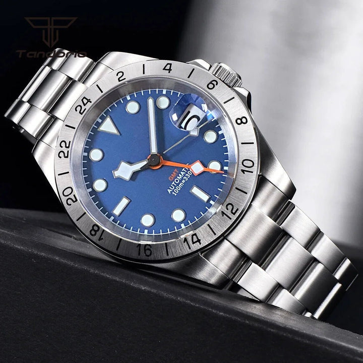 Tandorio GMT NH34 Movement 39mm 10bar dive watch Sapphire Crystal glass back - Tandorio Watches