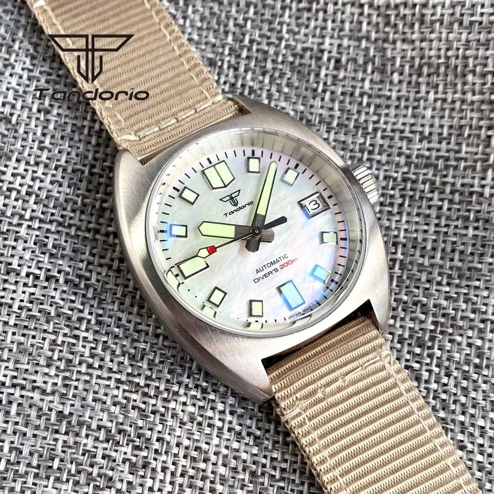 Tandorio Mother of Pearl Dial 36mm NH35A field Watch - Tandorio Watches