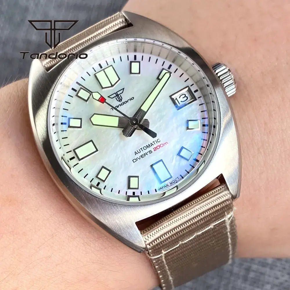 Tandorio Mother of Pearl Dial 36mm NH35A field Watch - Tandorio Watches