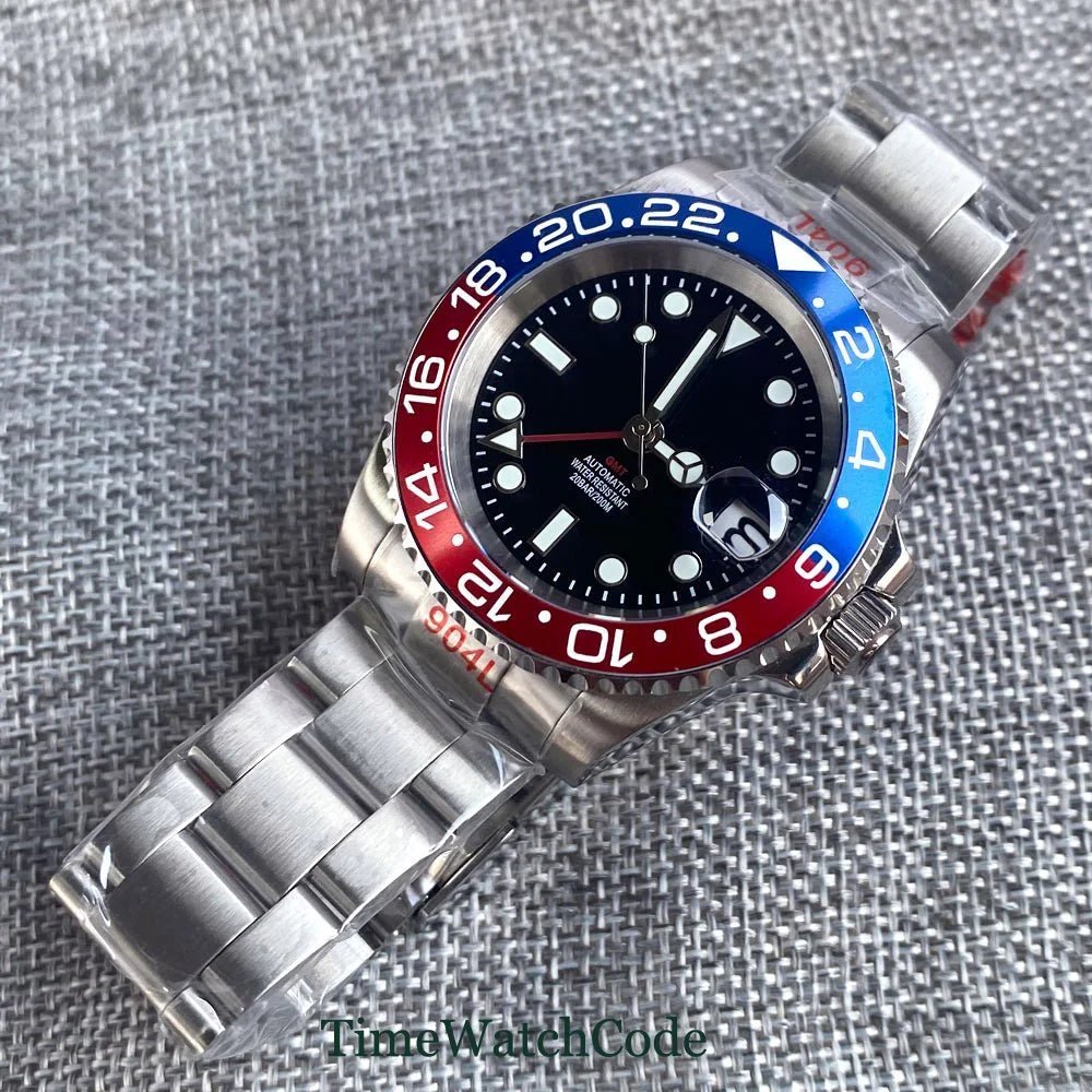 Tandorio NH34 Movement 40mm GMT Function glass back Sapphire Crystal 20bar - Tandorio Watches