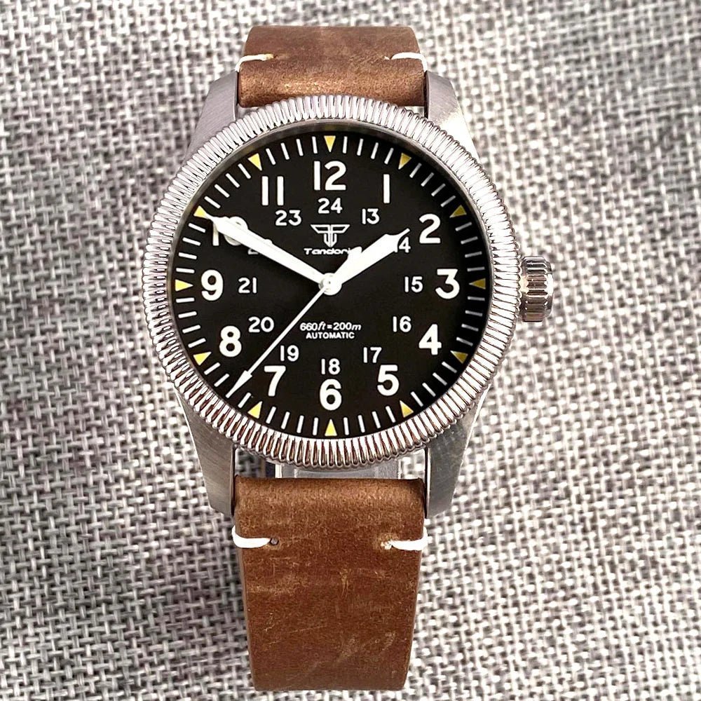 Tandorio Seiko NH35 Automatic 39mm Pilot Military 20Bar Sapphire TD116 ...