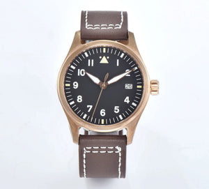 Tandorio Solid Bronze CUSN8 NH35 Movement Sapphire Crystal Date Pilot 20BAR Waterproof 39mm TD047 - Tandorio Watches