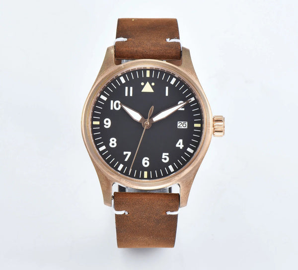 Tandorio Solid Bronze CUSN8 NH35 Movement Sapphire Crystal Date Pilot 20BAR Waterproof 39mm TD047 - Tandorio Watches