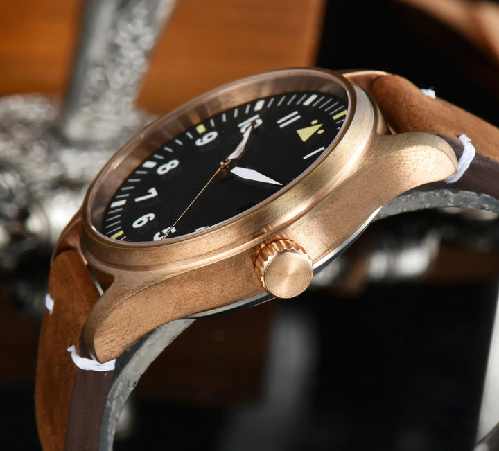 Tandorio Solid Bronze CUSN8 NH35 Movement Sapphire Crystal Date Pilot 20BAR Waterproof 39mm TD047 - Tandorio Watches