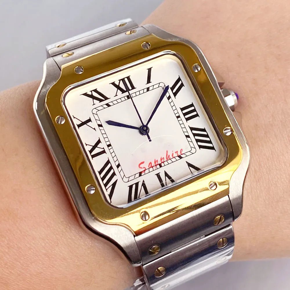 Tandorio Square Watch TD303G Santos Two Tone 38mml 5ATM Waterproof