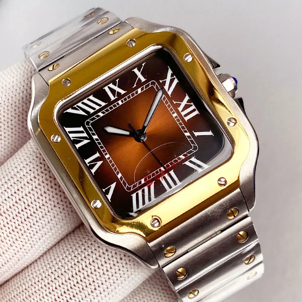 Tandorio Square Watch TD303G Two Tone 38mml 5ATM Waterproof NH35A Automatic Sapphire Glass Back - Tandorio Watches