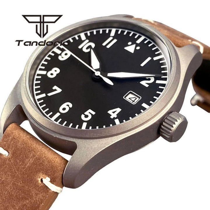 Tandorio Titanium 39mm Pilot NH35A 20bar Aviator Sapphire TD020 - Tandorio Watches