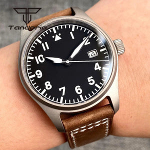 Tandorio Titanium 39mm Pilot NH35A 20bar Aviator Sapphire TD020 - Tandorio Watches