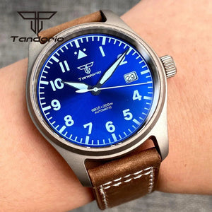 Tandorio Titanium 39mm Pilot NH35A 20bar Aviator Sapphire TD020 - Tandorio Watches