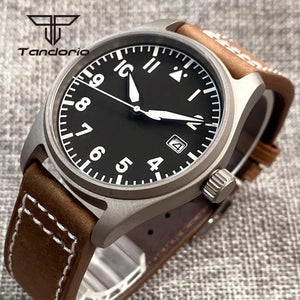 Tandorio Titanium 39mm Pilot NH35A 20bar Aviator Sapphire TD020 - Tandorio Watches