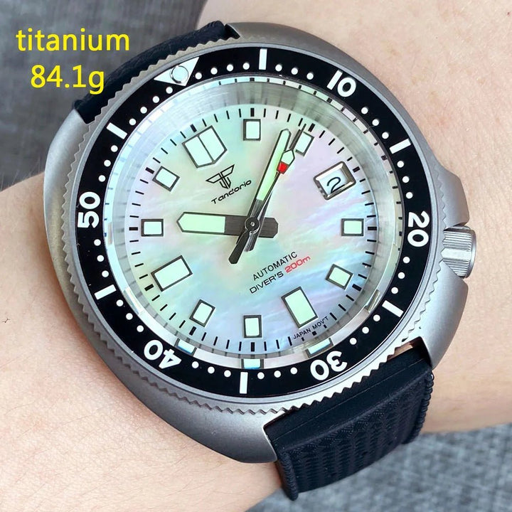 Tandorio Titanium Turtle Diver NH35 Automatic Watch 20ATM 44mm MOP Dial 120clicks Sapphire - Tandorio Watches