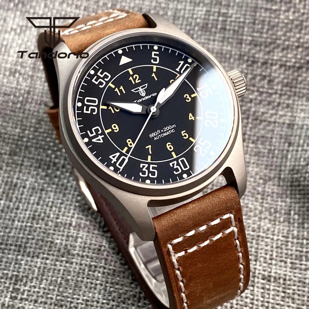 Tandorio Titanium watch 39mm 200m NH35 PT5000 automatic Sapphire Glass pilot 20Bar - Tandorio Watches