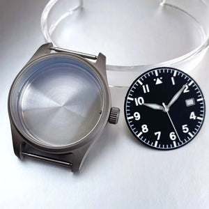 Ti - 2 Titanium Pilot Watch Case Aviator Watch Case 39mm for NH35 NH36 NH38 PT5000 ETA2824 SW200 Movement Sapphire 200M Waterproof - Tandorio Watches