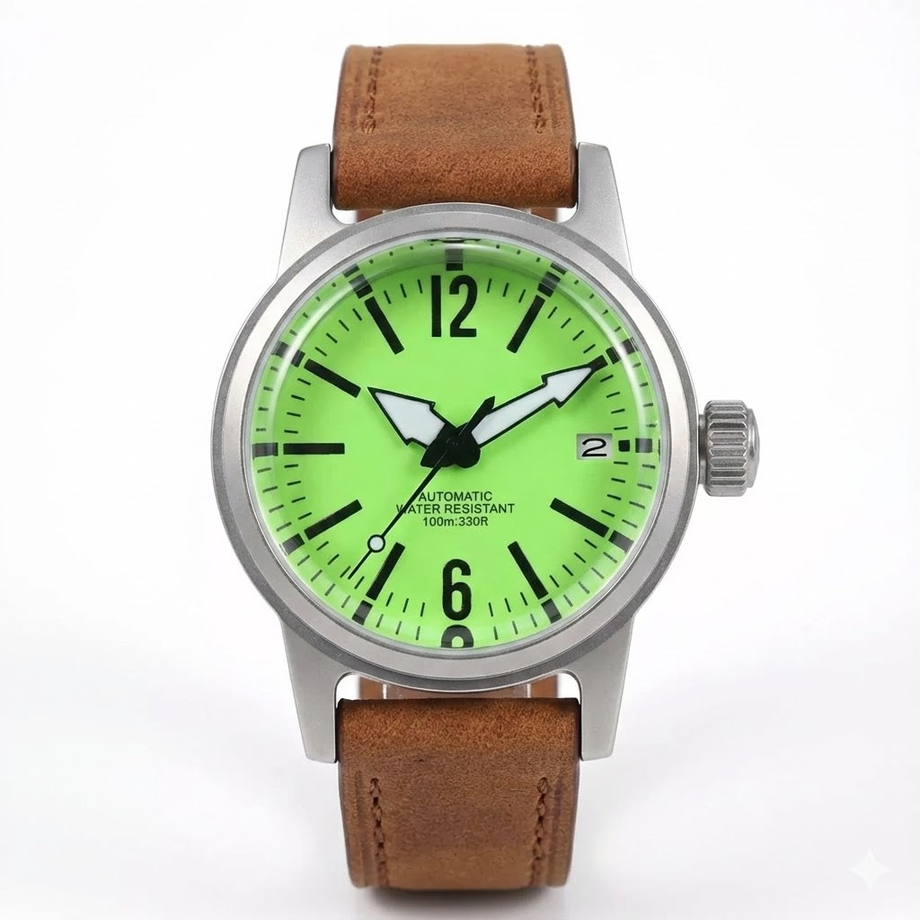 Tandorio TD135F 36mm Military Watch Sandblasted Domed Sapphire Full Lume 100m Water Resistance Japan NH35A Automatic